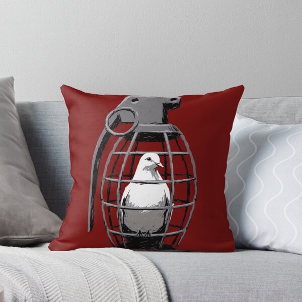 Item preview, A white dove sits inside a metal cage that is shaped like a hand grenade designed and sold by 123ks.