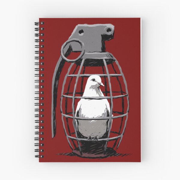 Item preview, A white dove sits inside a metal cage that is shaped like a hand grenade designed and sold by 123ks.