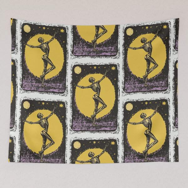Item preview, Skeleton dancing in the moonlight tarot card designed and sold by MendaciousMina.