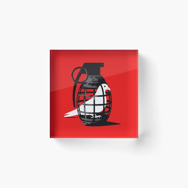 Item preview, Pigeon inside a dark gray/black metal cage shaped like a hand grenade designed and sold by 123ks.