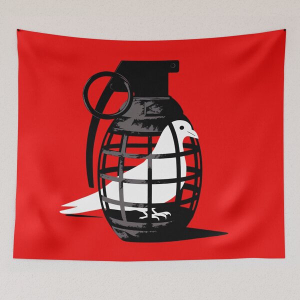 Item preview, Pigeon inside a dark gray/black metal cage shaped like a hand grenade designed and sold by 123ks.