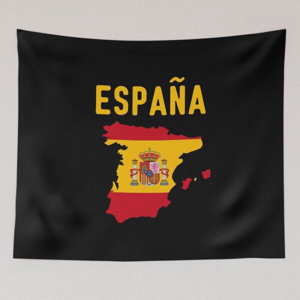 Item preview, Stylized Spain Map with Flag Colors on Black Background – Bold Spanish Pride Design designed and sold by Colorful-Garden.