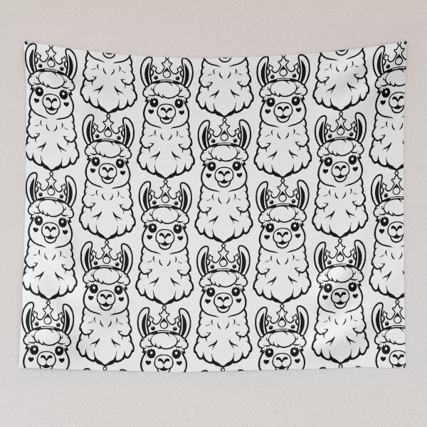 Item preview, B&W Royal Llama – Cute Crowned Alpaca designed and sold by CrownedCanvas.