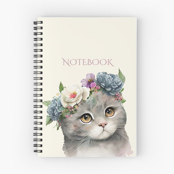 Item preview, Cat with Flowers Notebook designed and sold by Double7Designs.