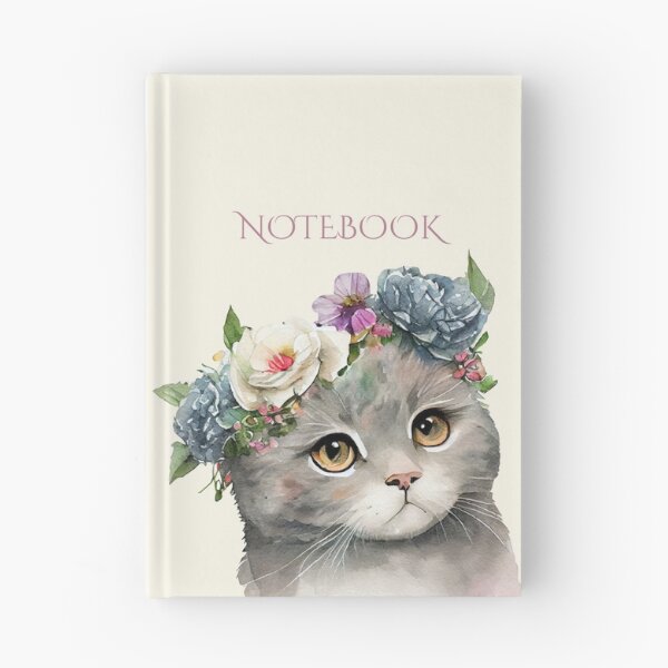 Artikelvorschau, Katze mit Blumen Notizbuch entworfen und verkauft von Double7Designs.