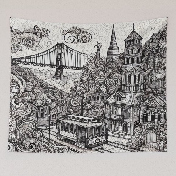Item preview, San Francisco Unique Seamless Pattern | Trendy Aesthetic Prints for Fashion & Decor designed and sold by Imaginarium of Chaos falcon88 .