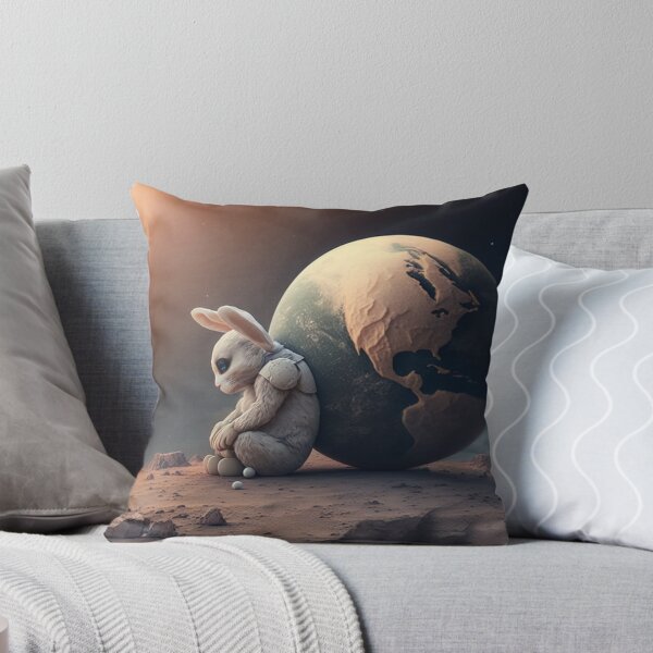 Artikelvorschau, Trauriger Hase, Osterhase, auf dem Mond mit der Erde im Hintergrund, entworfen und verkauft von Alegria Azul .