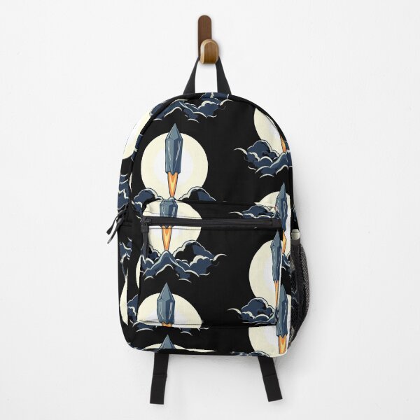 Item preview, Futuristic Rocket Launching Against a Full Moon Background designed and sold by artwaves.
