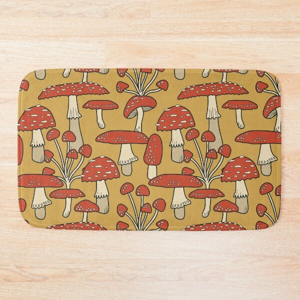 Item preview, Red Cap Mushrooms on Goldenrod designed and sold by latheandquill.