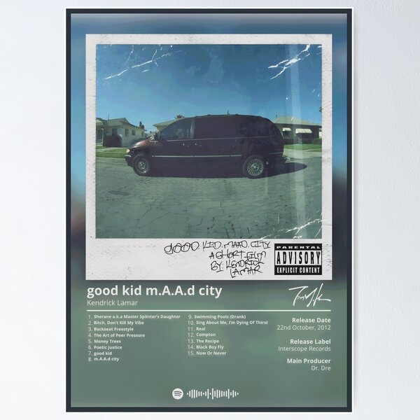 Aperçu de l'œuvre Kendrick Lamar - Pochette de l'album Good Kid M.A.A.D City créée et vendue par Ginovativedy.