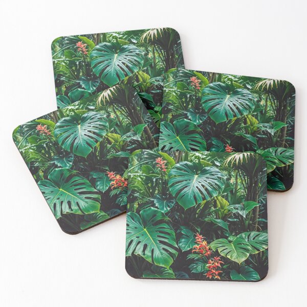 Item preview, Monstera With Heliconia Parrot Flower - Aesthetic Tropical Plants Foliage - Greenery - Fresh Dense Plants - Vegetation After Rain designed and sold by MyArt23.