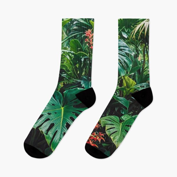 Item preview, Monstera With Heliconia Parrot Flower - Aesthetic Tropical Plants Foliage - Greenery - Fresh Dense Plants - Vegetation After Rain designed and sold by MyArt23.