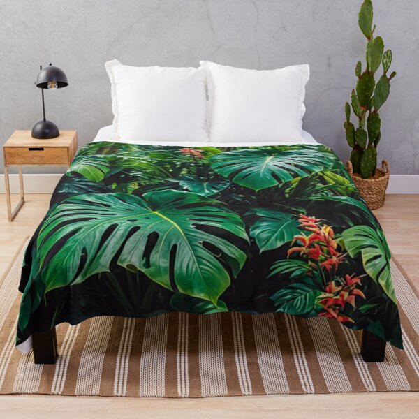 Item preview, Monstera With Heliconia Parrot Flower - Aesthetic Tropical Plants Foliage - Greenery - Fresh Dense Plants - Vegetation After Rain designed and sold by MyArt23.