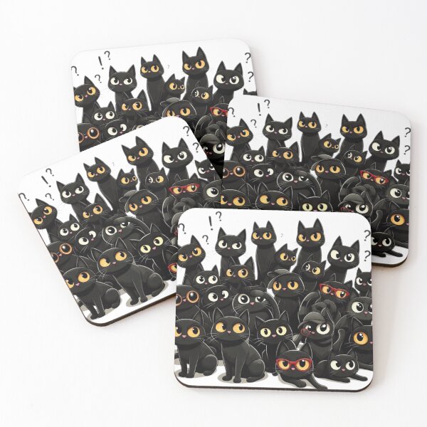 Item preview, Group of black suspicious cats. Gang of black cats designed and sold by Vetagio.