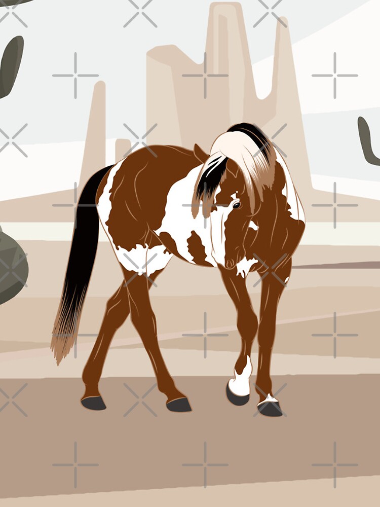 Aperçu 4 sur 4. Coque iPhone avec l'œuvre Cheval Mustang, cheval sauvage, cheval pie avec paysage, races de chevaux des États Unis créée et vendue par WebEquitation.