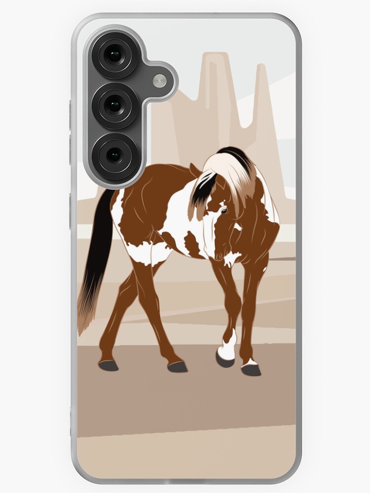 Aperçu 1 sur 4. Coque Samsung Galaxy avec l'œuvre Cheval Mustang, cheval sauvage, cheval pie avec paysage, races de chevaux des États Unis créée et vendue par WebEquitation.