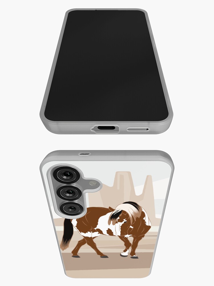 Aperçu 3 sur 4. Coque Samsung Galaxy avec l'œuvre Cheval Mustang, cheval sauvage, cheval pie avec paysage, races de chevaux des États Unis créée et vendue par WebEquitation.