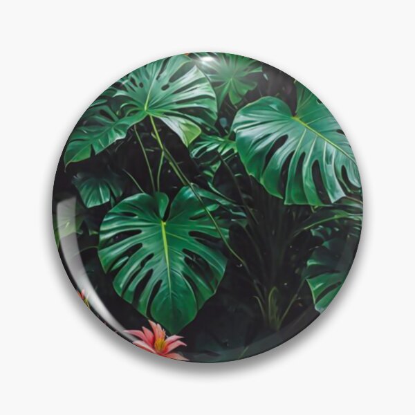 Item preview, Monstera With Bromeliad Guzmania Flower - Aesthetic Tropical Plants Foliage - Greenery - Fresh Dense Plants - Vegetation After Rain designed and sold by MyArt23.