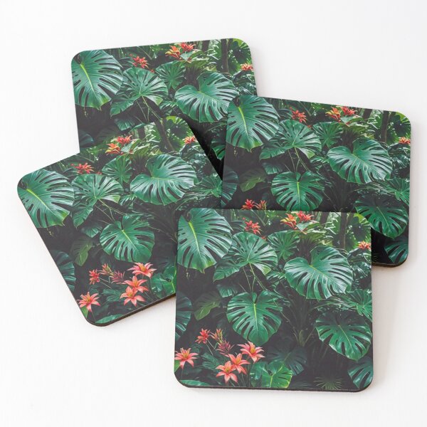 Item preview, Monstera With Bromeliad Guzmania Flower - Aesthetic Tropical Plants Foliage - Greenery - Fresh Dense Plants - Vegetation After Rain designed and sold by MyArt23.