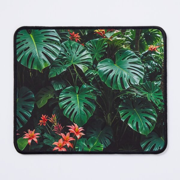 Item preview, Monstera With Bromeliad Guzmania Flower - Aesthetic Tropical Plants Foliage - Greenery - Fresh Dense Plants - Vegetation After Rain designed and sold by MyArt23.