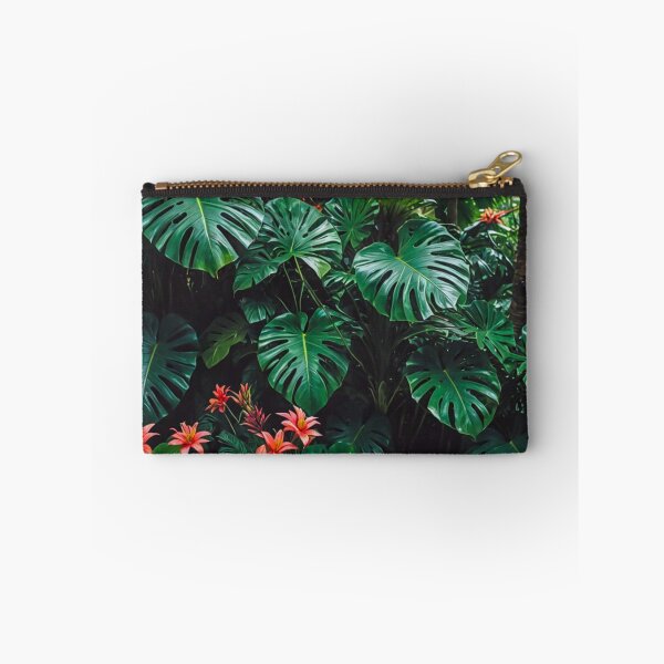 Item preview, Monstera With Bromeliad Guzmania Flower - Aesthetic Tropical Plants Foliage - Greenery - Fresh Dense Plants - Vegetation After Rain designed and sold by MyArt23.