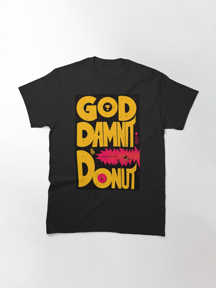 Imagen 3 de 7, Camiseta clásica con la obra La portada de Carl, el explorador de mazmorras, maldita sea, donut, diseñada y vendida por TheDoodlemancer.