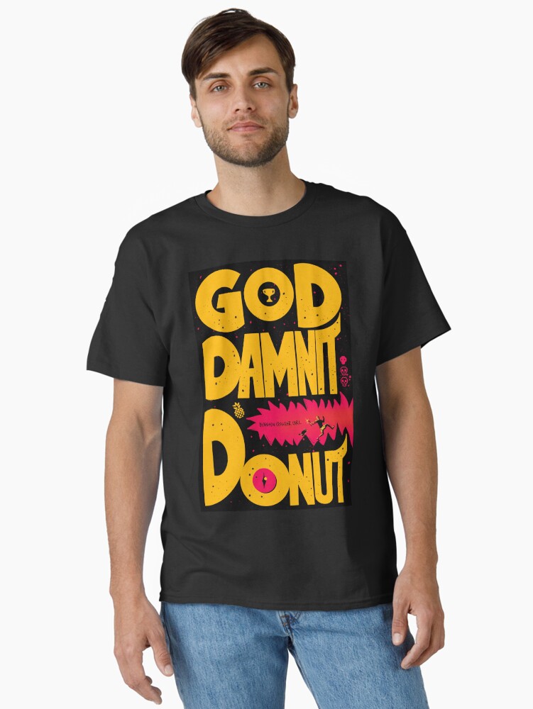 Imagen 1 de 7, Camiseta clásica con la obra La portada de Carl, el explorador de mazmorras, maldita sea, donut, diseñada y vendida por TheDoodlemancer.
