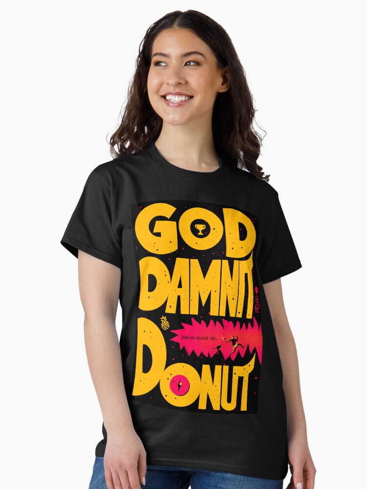 Imagen 2 de 7, Camiseta clásica con la obra La portada de Carl, el explorador de mazmorras, maldita sea, donut, diseñada y vendida por TheDoodlemancer.