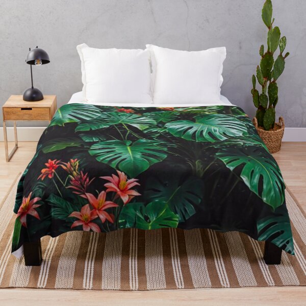 Item preview, Monstera With Bromeliad Guzmania Flower - Aesthetic Tropical Plants Foliage - Greenery - Fresh Dense Plants - Vegetation After Rain designed and sold by MyArt23.