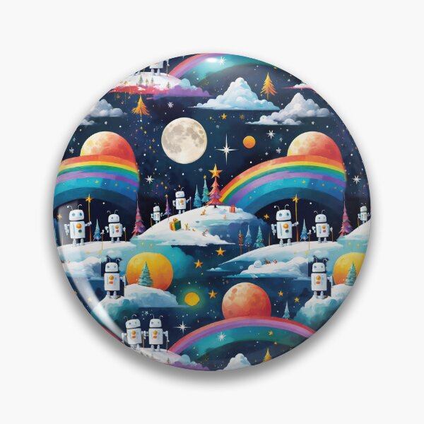 Item preview, Cute Retro Robots In Space With Rainbows Stars And Moons  designed and sold by CarrollGene.