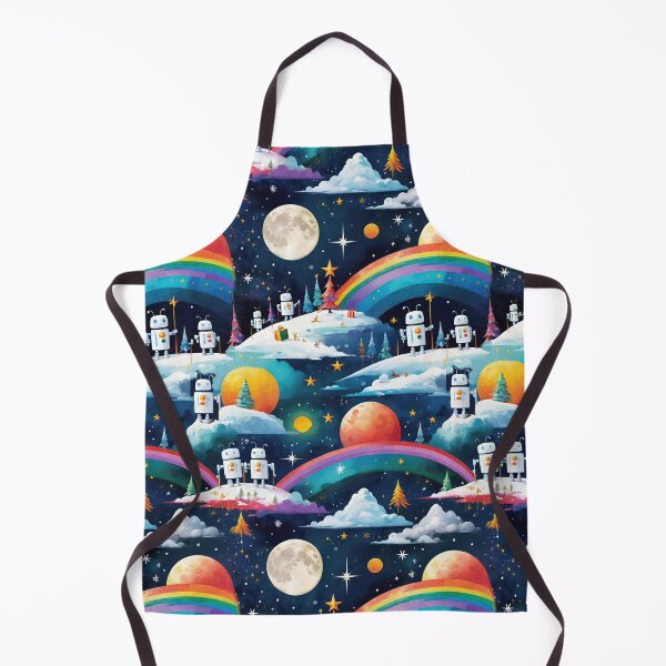 Item preview, Cute Retro Robots In Space With Rainbows Stars And Moons designed and sold by CarrollGene.