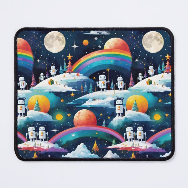 Item preview, Cute Retro Robots In Space With Rainbows Stars And Moons  designed and sold by CarrollGene.
