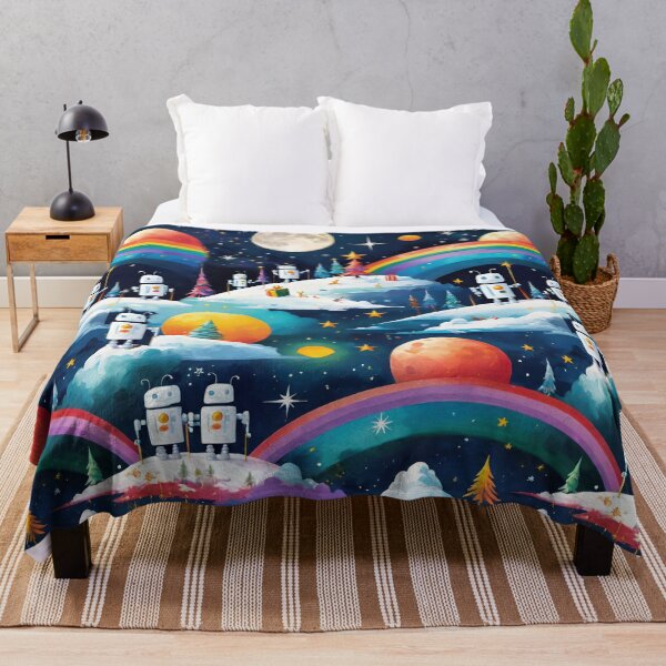 Item preview, Cute Retro Robots In Space With Rainbows Stars And Moons  designed and sold by CarrollGene.