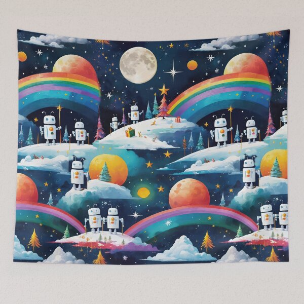 Item preview, Cute Retro Robots In Space With Rainbows Stars And Moons  designed and sold by CarrollGene.