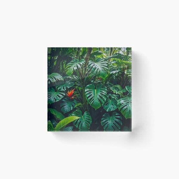 Item preview, Monstera With Heliconia Parrot Flower - Aesthetic Tropical Plants Foliage - Greenery - Fresh Dense Plants - Vegetation After Rain designed and sold by MyArt23.