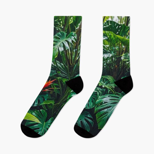 Item preview, Monstera With Heliconia Parrot Flower - Aesthetic Tropical Plants Foliage - Greenery - Fresh Dense Plants - Vegetation After Rain designed and sold by MyArt23.