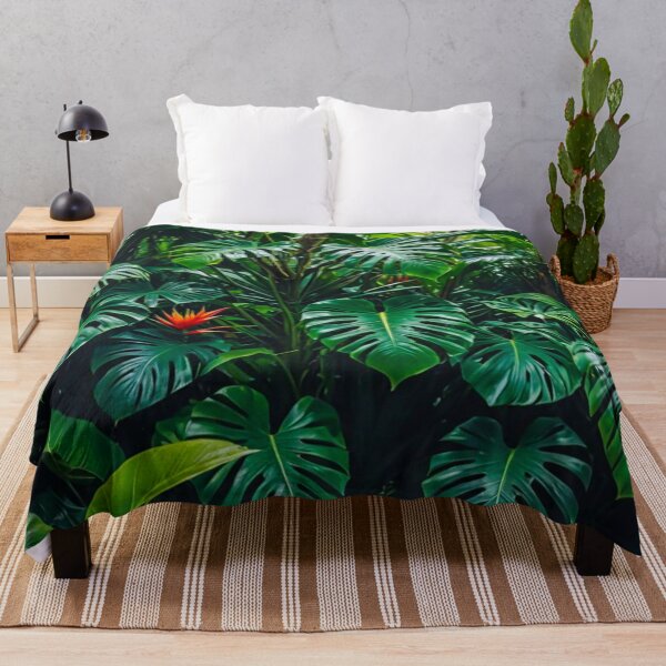 Item preview, Monstera With Heliconia Parrot Flower - Aesthetic Tropical Plants Foliage - Greenery - Fresh Dense Plants - Vegetation After Rain designed and sold by MyArt23.