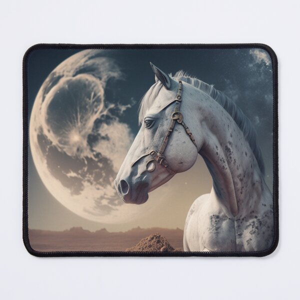 Artikelvorschau, Trauriges Pferd, auf dem Mond mit der Erde im Hintergrund entworfen und verkauft von Alegria Azul .