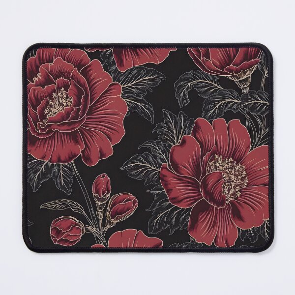 Item preview, Deep Burgundy Floral Pattern With Muted gold Accents designed and sold by decoluxe.