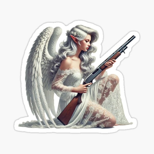 Vista previa del artículo con la obra «Angel con una escopeta», diseñado y vendido por RAWLIFEGRAPHIC.