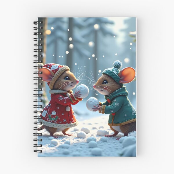Item preview, Festive mice playing in a Winter snowball fight designed and sold by Dezignest.