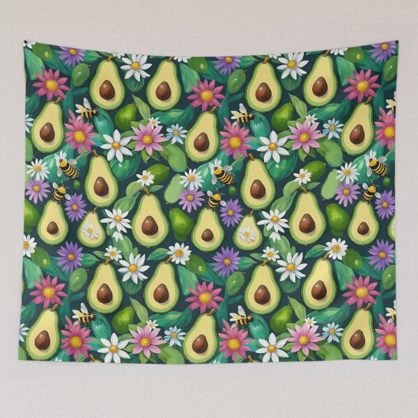 Item preview, Cheerful Green Avocado Halves With Busy Bees And Flowers designed and sold by CarrollGene.