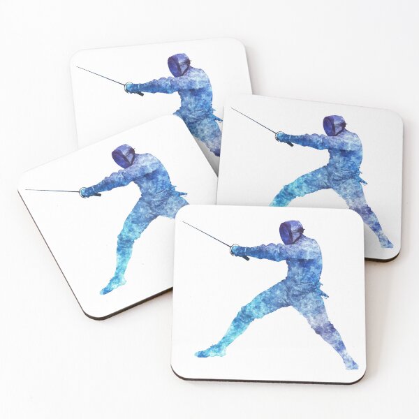 Item preview, Dynamic Blue Watercolor Fencer in Action Gifts designed and sold by Maniutek.