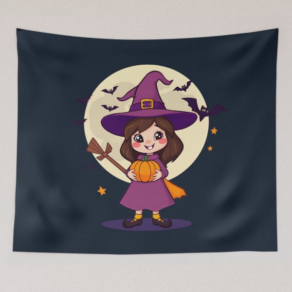 Item preview, Cute Witch with Pumpkin - Halloween Magic designed and sold by Dakson Design - Fantasy Art.