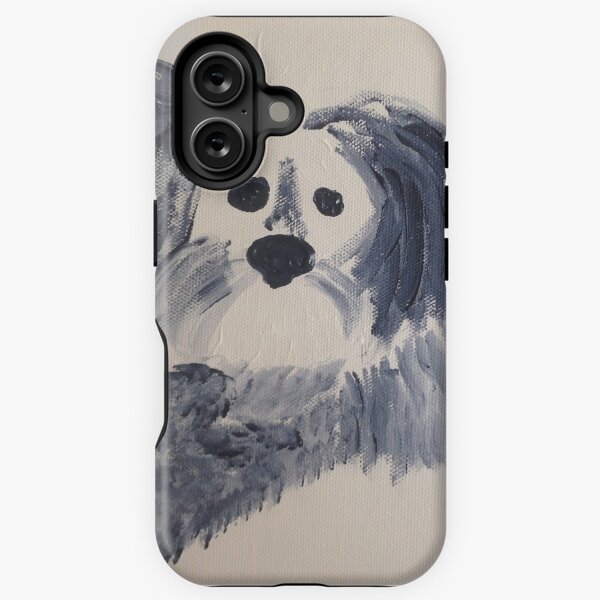 Fluffy dog sketch in acrylic paint iPhone Tough Case