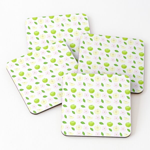 Item preview, A detailed clipart featuring fresh apples, including whole and sliced green apples with leaves. Perfect for food illustrations, gardening projects, and organic product designs. designed and sold by viktoriaart0303.
