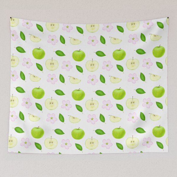 Item preview, A detailed clipart featuring fresh apples, including whole and sliced green apples with leaves. Perfect for food illustrations, gardening projects, and organic product designs. designed and sold by viktoriaart0303.