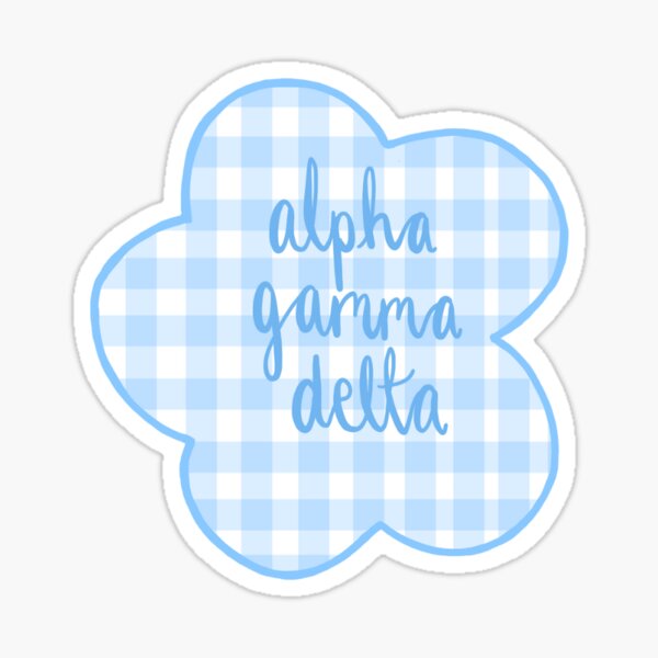 Item preview, Alpha gamma delta blue gingham flower designed and sold by ShopSamsStickers.