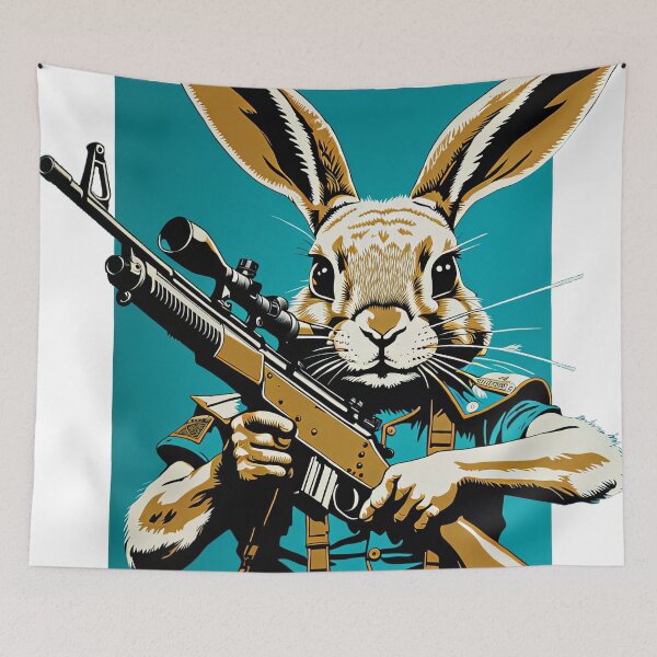 Item preview, A rabbit carrying a rifle designed and sold by filusattila.