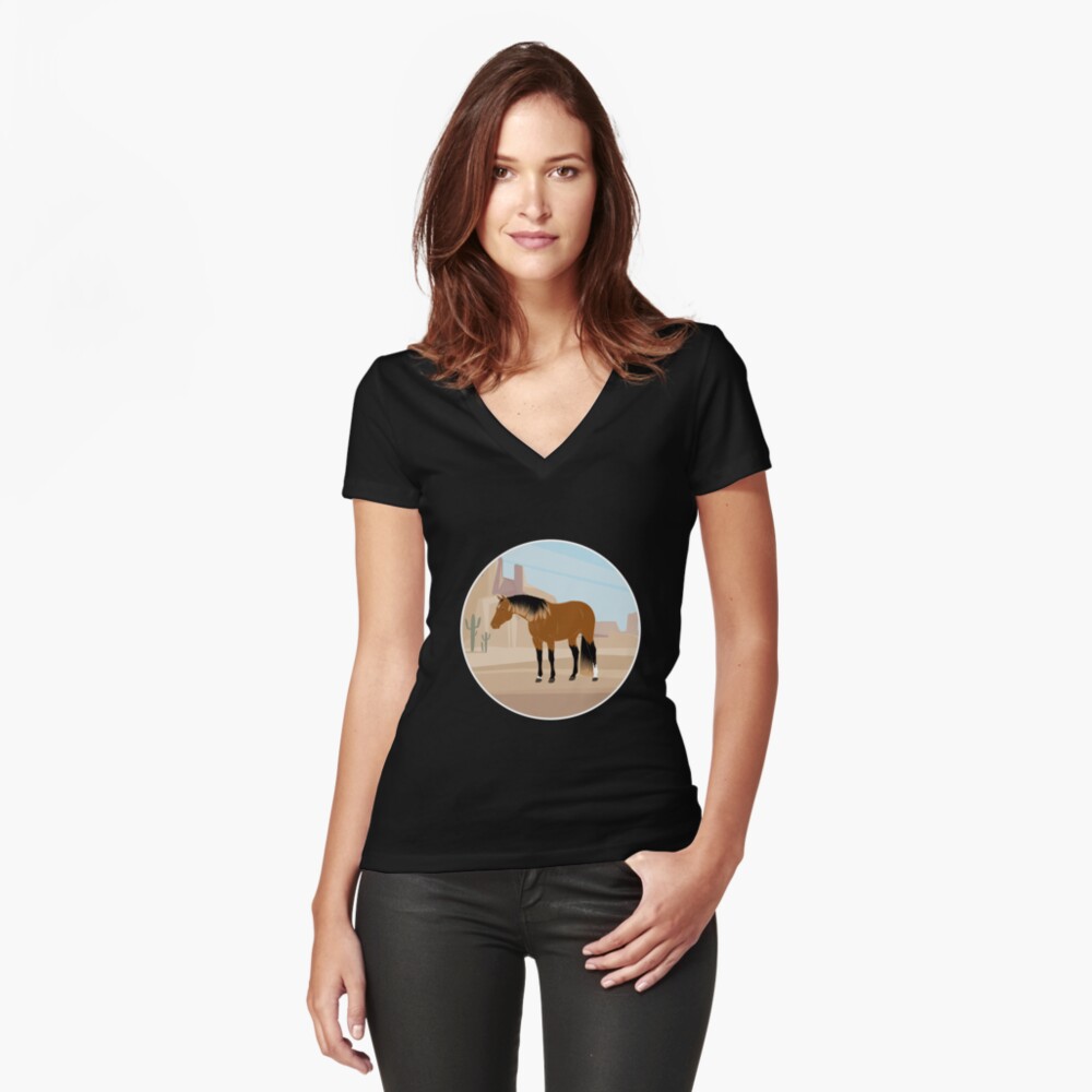 Aperçu de l'œuvre T-shirt moulant col V créée et vendue par WebEquitation.